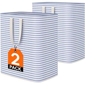 Lifewit Cesto Portabiancheria, Grande Cesta Portabiancheria Pieghevole con Manici Allungati, Portabiancheria Sporca, Laundry Basket per Vestiti, Asciugamani, Coperte, Blu, 100 L, Set di 2