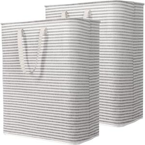 Lifewit Cesto Portabiancheria, Grande Cesta Portabiancheria Pieghevole con Manici Allungati, Portabiancheria Sporca, Laundry Basket per Vestiti, Asciugamani, Coperte, Grigio, 125 L, Set di 2