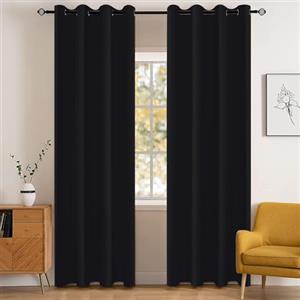 YSTELLAA Impermeabili Tende Oscuranti Per Interni 2 Pezzi, 140×145CM, Tende Termiche Isolanti Con Anelli, Moderne, Fonoassorbenti, Per Soggiorn, Camera Da Letto, Nero