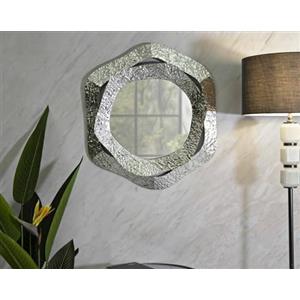 Dmora - Specchio Abacaxis, Specchiera, Articolo d'arredo a muro, Decorazione con specchio, 66 x 6 h75 cm, Argento