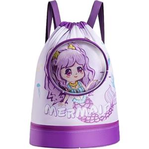 Voici et Voila Borsa Piscina Mare Bambina Sacca Mare Ragazza Zaino Spiaggia Piscina Bambina Borsone Nuoto Palestra Zaino Nuoto Arena Impermeabile Bambina Sirena Viola