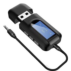 Aigital Trasmettitore Ricevitore Bluetooth 5.0 per TV, Bassa Latenza Adattatore Audio Wireless USB Portatile con Jack Aux 3,5mm per TV PC Auto Altoparlanti Cuffie