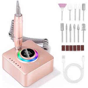 UIHOL Fresa per Unghie, 45,000RPM Professionale Lima Elettrica per Unghie, Touchscreen, con Punta in Ceramica Kit Unghie, Salone Manicure Set e Pedicure Elettrico per Semipermanente Gel