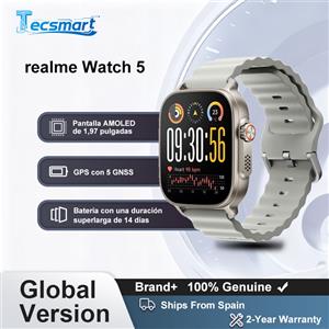 Realme Watch 5 - Smartwatch AMOLED 1.97'' Titanio Nero, Batteria 460mAh, IP68