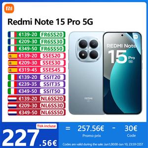 Xiaomi Redmi Note 15 Pro 5G - Smartphone 6,83'' Blu, 8GB RAM, 256GB, Batteria 6580mAh, Fotocamera 200MP