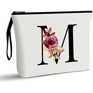 Vavabox Beauty case personalizzato dalla A alla Z, regalo di compleanno per donne e mamme, regalo per la migliore amica, borsa cosmetica per sposa e damigella d'onore, Signore (M)