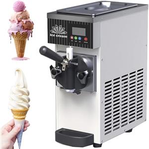 DPQYJPP Gelatiera Professionale Soft Serve,Macchina Gelato Duro Commerciale,Gelato Soft 4-5 Kg/Ora,Pannello Lcd, Pulizia Automatica Preraffreddamento,Per Yogurt Caffè Snack Bar Ristorante,Silver