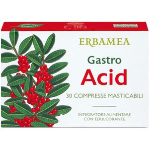ERBAMEA Gastro Acid - Integratore Alimentare 30 Compresse Masticabili con Resina di Lentisco e Frutti di Emblica per il Benessere Digerente
