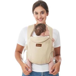 Momcozy Marsupio Porta Bebè Neonato Regolabile Cotone 3,2-11 kg Cachi | Tessuto in Cotone Regolabile, Facile da Indossare a Mani Libere per Semplificare la Vita di Neonati e Genitori