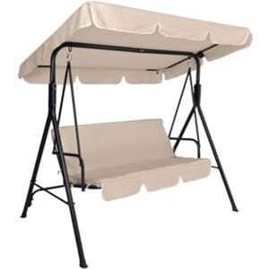 GARDENIA Dondolo da Giardino a 3 Posti con Tettuccio Parasole Regolabile Inclinabile Beige