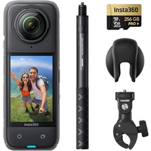 Insta360 X4 Pack Moto - Action Cam 360° 8K Impermeabile, Video Grandangolari in 4K, Selfie Stick Invisibile. Protezioni Lenti Rimovibili, Autonomia Batteria 135 min, Editing IA, Stabilizzazione