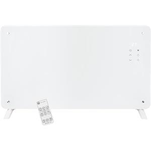 EMERIO GR-133080.1 - Termoconvettore in vetro, 76,5 x 47 cm, telecomando per riscaldamento elettrico a parete o da pavimento, display LED, termostato da 10 a 35 °C, timer da 24 ore, 2000 Watt, IP24