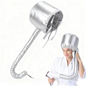 YUVKIN Cuffia Asciugacapelli per Capelli Ricci, Casco Termico per Phon, Bonnet Hood per Asciugatura e Cura Profonda dei Capelli, Ideale per Styling e Trattamenti (Argento)