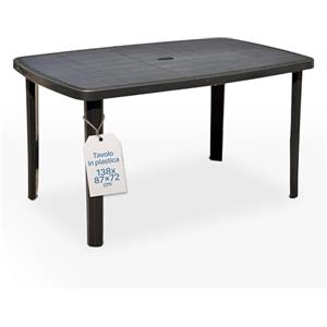 Tomaino - Tavolo Da Giardino In Plastica Quadrato - Tavolo Plastica Esterno per 6 Posti con Gambe Smontabili e Foro per Ombrellone - Tavolino da Esterno New Antracite
