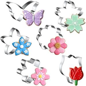 LQTSLFM Coppapasta a Fiore, Formine Biscotti Farfalla, Tagliabiscotti a Forma di Fiore, Stampini per Biscotti per Primavera, Pasqua, Matrimoni, Festa della Mamma (6PCS-B)