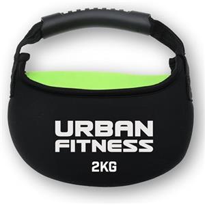 Urban Fitness Kettlebell in tessuto, impugnatura in gomma morbida, design sicuro sul pavimento, pesi riempiti di sabbia in neoprene, forza, resistenza, allenamento fitness a casa, 2 kg