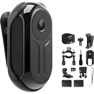 Nastopee Bodycam, 64GB Mini Action Cam Fotocamera Sportiva 1080P HD 360° Wearable Telecamera con Visione Notturna Portatile POV Camera con Accessori Multifunzionali per Vlogging Moto Esterno Subacquea Ciclismo