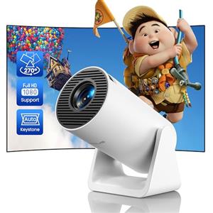 WiMiUS Mini Proiettore【Auto Keystone & Tiro Corto】20000 Lumen WiFi Bluetooth Portatile Videoproiettore Supporto 1080P Full HD, WiMiUS Proiettori Soffitto 270° Ruotabile, Proiettore da Esterno