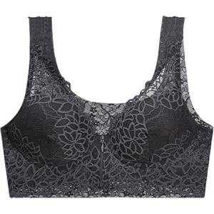 HLYLDL Reggiseno Sportivo Frontale con Zip in Pizzo da Donna Reggiseni Sportivi da Yoga Senza Fili Sexy Profondo Scollo a V Reggiseno Push Up Leggero con Chiusura Frontale