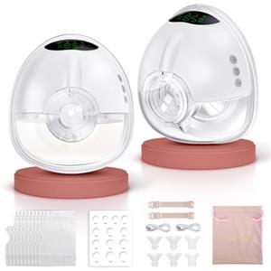 Lulia Tiralatte Elettrico Indossabile, 4 Modalità e 9 Livelli, 350 mmHg Forte Potenza, BPA-frei, Portatile Tiralatte con 4 Flange di Dimensioni 17/19/21/24mm (2 Pezzi)