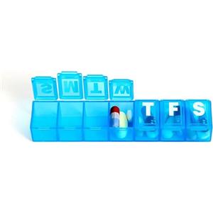 Med's Portapillole Settimanale - Porta pillole con coperchi facili da aprire e indicazioni in Braille