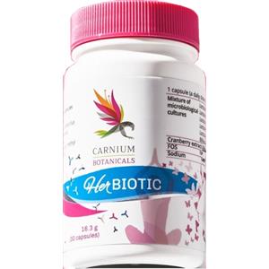 Carnium Botanicals Her Biotic - Integratore Probiotico Vegano con 6 Ceppi Batterici, Estratto di Mirtillo e D-Mannosio - 30 Capsule
