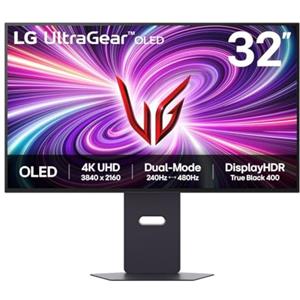 LG UltraGear OLED 32GX870A Monitor Gaming 32 UHD 4K 240Hz / FHD 480Hz, 0,03ms (GtG), G-Sync Compatible, AMD FreeSync, VRR, Speaker 14W, HDR True Black 400, USB-C, HDMI 2.1, DP 2.1, Hub USB, Nero