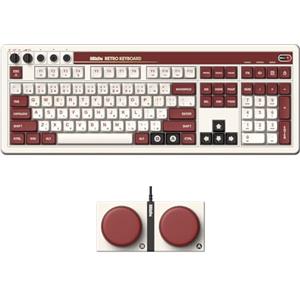 8BitDo Retro 108 Mechanical Keyboard with 108 Keys and Integrated Numpad, Bluetooth/2.4G/USB-C Hot Swappable Wireless Gaming Keyboard for Windows and Android - Fami Edition - QWERTY English Keyboard