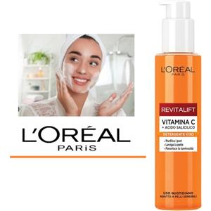 L'Oréal Paris Revitalift Detergente Viso 150 ml con Vitamina C e Acido Salicilico - Purificante e Levigante per Pelli Sensibili