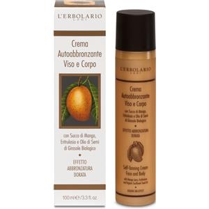 L'Erbolario Crema Autoabbronzante Viso e Corpo con Succo di Mango - 100 ml, Effetto Abbronzatura Dorata