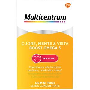 HALEON Multicentrum Cuore, Mente e Vista Boost Omega 3 - Integratore con EPA e DHA per il benessere di cuore, mente e vista - 120 capsule