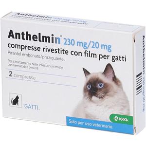 Krka Anthelmin 230 Mg/20 Mg - 2 Compresse Rivestite per Gatti per Trattamento Infestazioni Miste