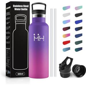 JAPORIA Borraccia Termica Bambini 500ml, Borraccia con Cannuccia, Bottiglia in Acciaio Inox a Prova di Perdite, senza BPA, Borracce per Bambini, Scuola, Palestra, Ciclismo