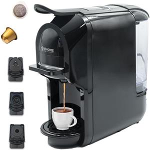 BEHOME EC1450P - Macchina Caffè Automatica per Nespresso, Cialde e Dolce Gusto con 3 Adattatori