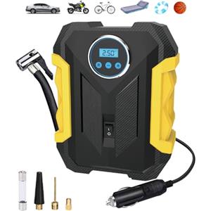 Axijobs Pompa d'Aria per Auto, Compressore d'Aria Portatile 12V per Auto, Pompa per Pneumatici per Auto 150PSI con Manometro e Luce LED Digitale, Automatische Pumpe, per Bicicletta, Moto, Palla,Salvagente