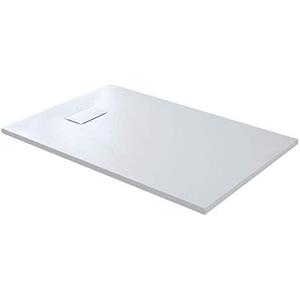 Arreditaly Piatto Doccia Spessore 2.6 Cm In Resina Effetto Pietra Stone Ardesia Antiscivolo Riducibile Indistruttibile Filopavimento Arredo Bagno Con Griglia Di Copertura Colore Bianco (80 x 130 cm)