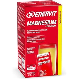 Enervit Magnesio e Potassio, Per Reintegrare Sali Minerali, Gusto Limone, Ricco di Vitamina C, Ottimo Post Allenamento Intenso, Riduzione di Stanchezza e Affaticamento, Vegan, Confezione da 10 Bustine