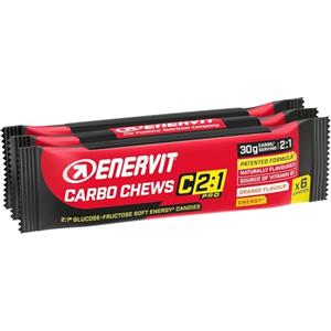 Enervit, Carbo Chews C2:1PRO, Caramelle Gommose con Maltodestrine e 30g di Carboidrati, Gusto Arancia, Per Attività di Lunga Durata ad Alta Intensità, Senza Glutine, 3 Confezioni da 6 Caramelle