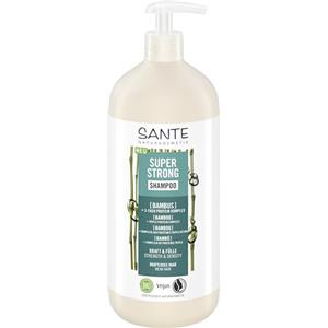 SANTE Naturkosmetik Super Strong Shampoo estratto di bambù biologico + complesso proteico a 3 strati, shampoo vegano con ingredienti naturali, rafforza i capelli deboli, con erogatore di pompa, 950 ml