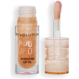 Revolution Beauty London Revolution, Pout Lip Oil - Olio Nutriente Labbra Teinté, Altissima Brillantezza e Finitura Non Appiccicosa, Vegano e Senza Crudeltà, Miele Shimmer, 4 ml