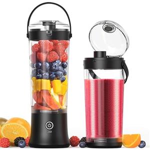 TopEsct Frullatore portatile per frullati e smoothie,TOPESCT mini frullatore personale da 500 ml,ricaricabile tramite USB con 6 lame ultra affilate per viaggi,ufficio e sport(Nero)