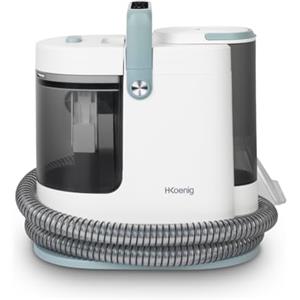 H.Koenig TWT99 Pulitore ad acqua calda e a vapore per tessuti, 1700 W, doppio serbatoio da 1600 ml e 1250 ml, smacchiatore, divano, tappeti, auto, moquette, imbottitura, accessorio per vetri, compatto