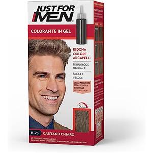 Just For Men Colorante In Gel, Tinta Semipermanente Per Capelli Uomo, Senza Ammoniaca, Con Cheratina E Vitamina E Per Capelli Forti, Colore Castano Chiaro, H25