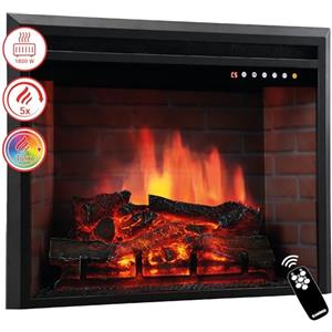 KAMINIO Camino elettrico LUCA - Camino elettrico a incasso con riscaldamento, effetto fiamma 3D, 12 colori di fiamma, telecomando (23 pollici)