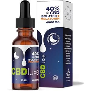 CBDluxe | Olio CBD 40% Isolato (+Melatonina) Massima Potenza | Massima Purezza | 4000mg | 0% THC | Biologico e Testato in Laboratorio | Certificato CPNP