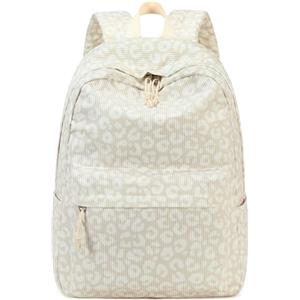 LEDAOU Zaino per adolescenti e ragazze, zaino per la scuola, grande zainetto per libri, scuola elementare, liceo, borsa leggera per laptop, per ragazze, donne, casual, viaggi, Leopardo bianco, L