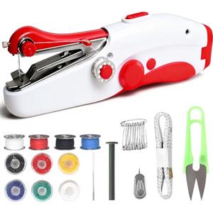 XEERUN Macchina da Cucire Portatile, Mini Elettrica Handheld Sewing Machine, Elettrica a 2 Velocità, Facile da Usare, Cucitura Rapida, Compatta e Leggera, per Vestiti, Tende in Tessuto, Fai da te