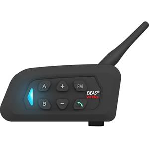 EJEAS V4Plus Interfono Moto Bluetooth Fino a 4 Motociclisti, 1500M Auricolare Casco Moto con Cancellazione del Rumore, Radio FM, Sistema di Comunicazione