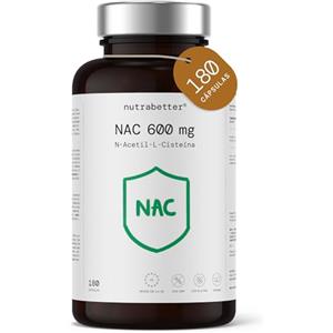 NUTRABETTER NAC N-Acetil-Cisteina 600 mg | 180 Capsule Vegane | Fornitura per 6 Mesi | NAC ad Alta Purezza | N Acetilcisteina 600 mg | Antiossidante e Precursore del Glutatione | Supporto Fegato | nutrabetter®