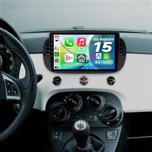 ACAVICA Autoradio per Fiat 500 2007-2015 Android 15 4+64GB - Schermo 9" 1280x800 con Wireless CarPlay Android Auto - GPS Navigatore, Bluetooth 5.4, WiFi 6.0, DSP, Touchscreen